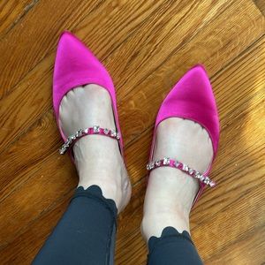 Banana Republic Pink Satin Embellished Strap Mule - Like New In Box